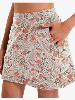 Women's Active Athletic Skort - Green Orange Floral Print